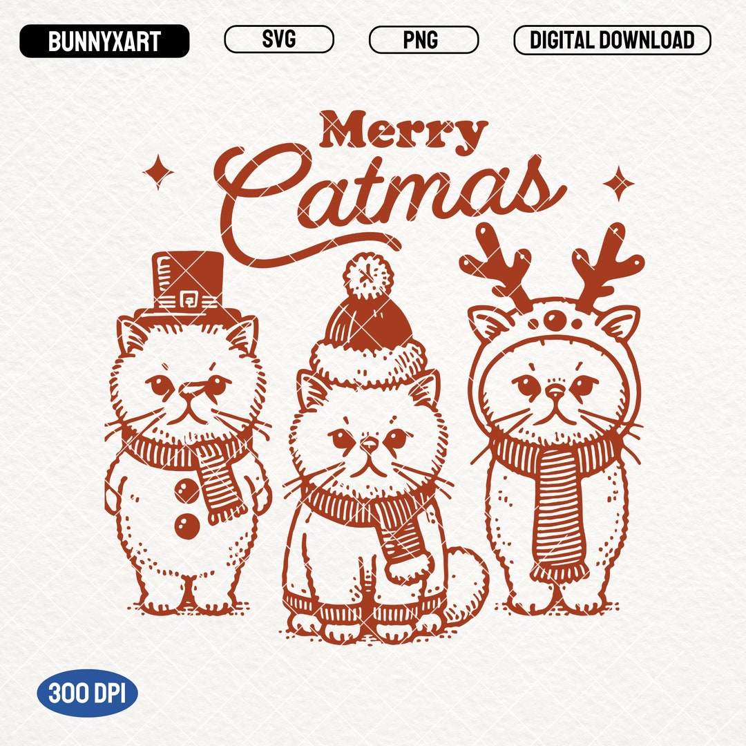 Merry Catmas SVG PNG, Funny Christmas Cat Png, Meowy Christmas Png, Cat ...