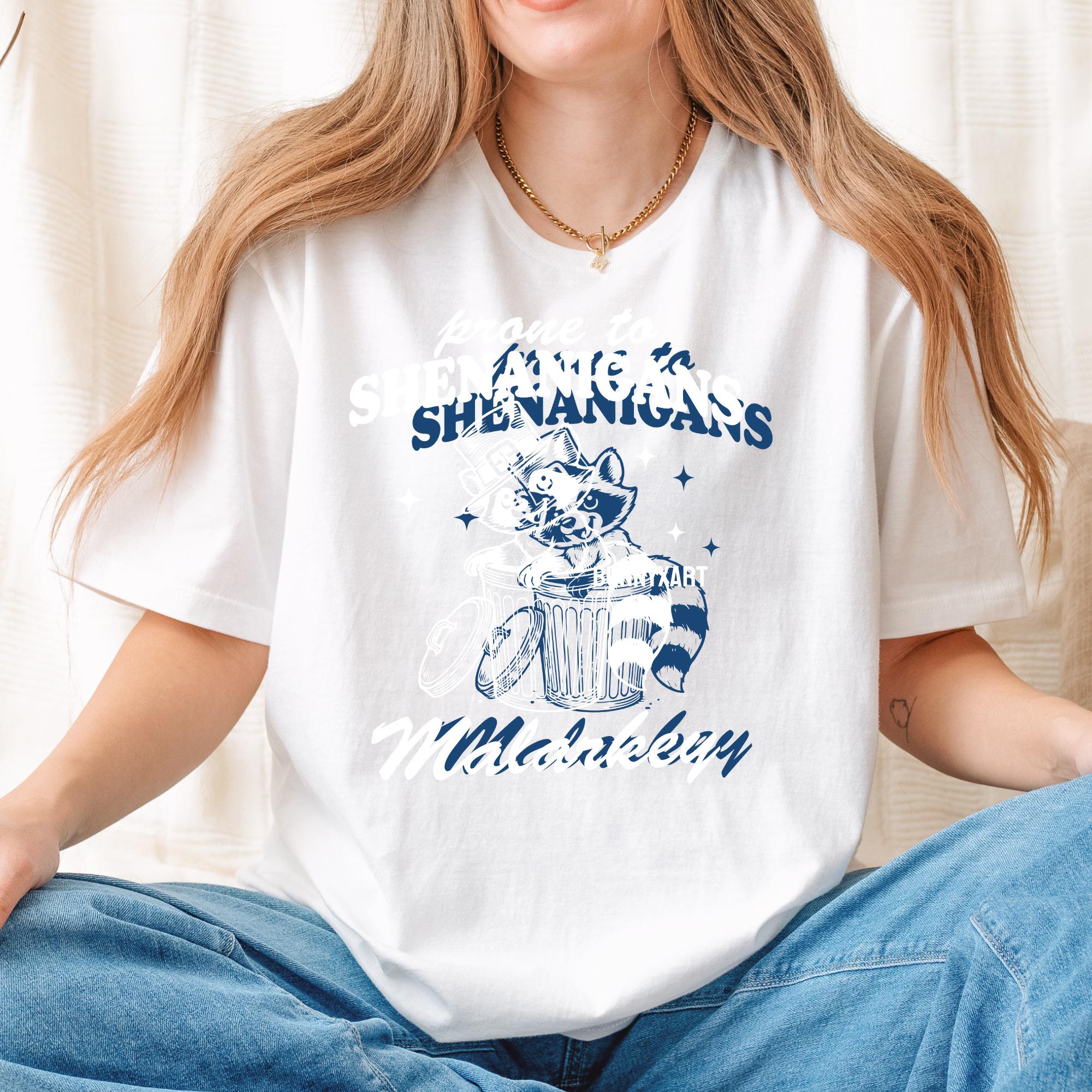 Prone to Shenanigans and Malarkey SVG PNG, Funny Raccoon, St Patricks