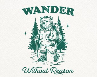 Lustiger wandernder Bär SVG, Vintage Adventure Design (Digitaler Download)