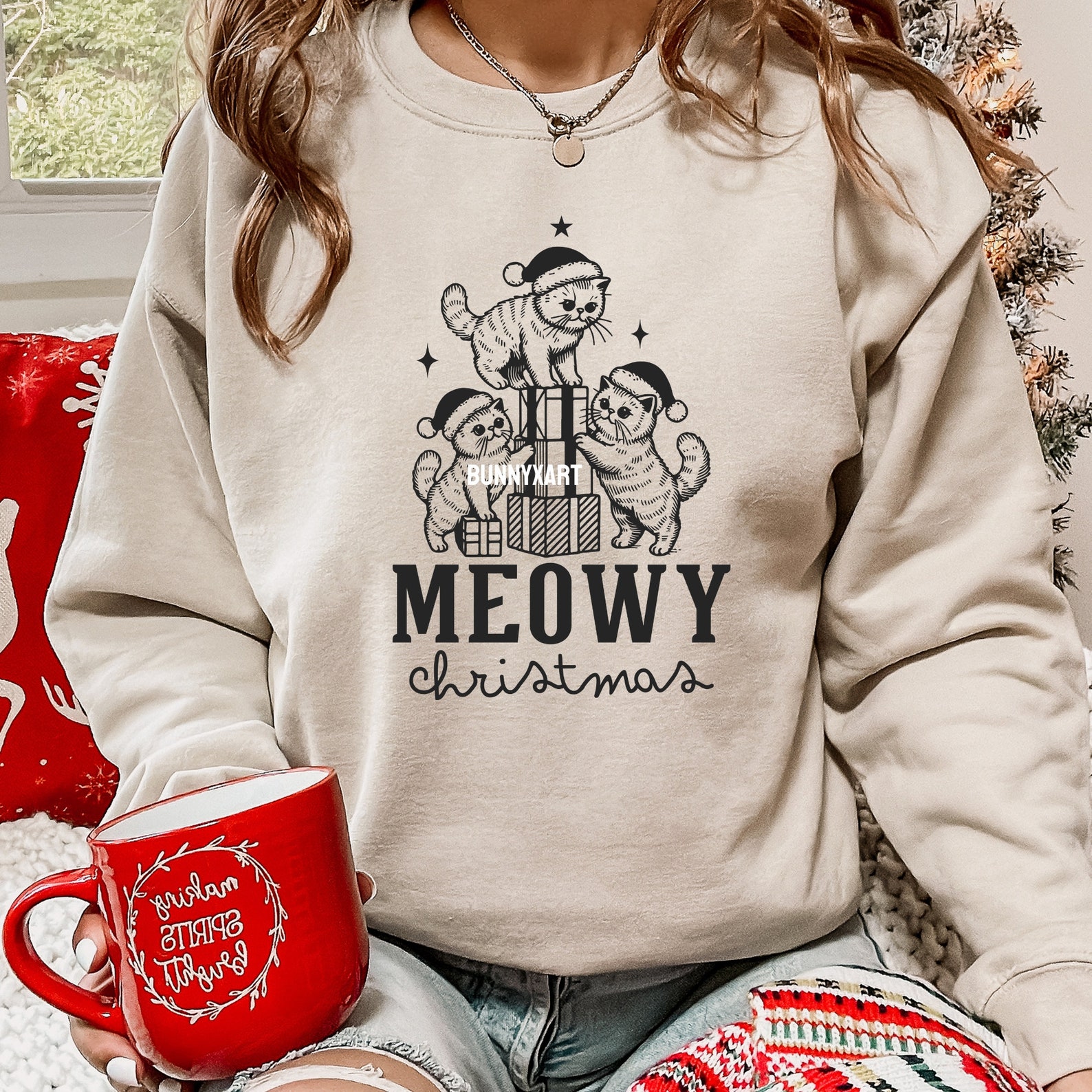 Meowy Christmas SVG PNG, Funny Christmas Cat Shirt Design, Cat Lover ...