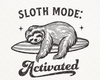 Sloth Mode Activated SVG PNG: Funny Summer Beach Design (Digital Download)