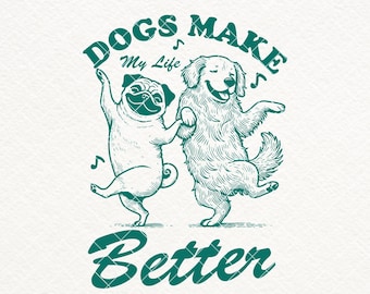Dansende honden SVG, retro hondenliefhebber png, vintage dierenontwerp (digitale download)