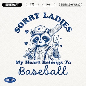 Retro Baseball Walentynki, SVG PNG, Przepraszam Panie Moje Serce Należy Do Baseballa, Baseball Walentynki SVG, Miłośnik Baseballa, Anty Walentynki