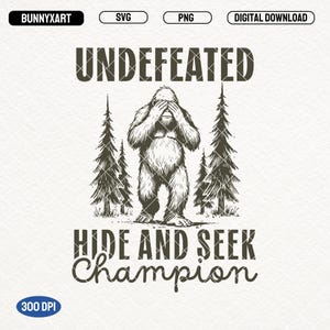 Big Foot Und Besiegt Verstecken, SVG PNG, Lustiger Big Foot Sasquatch Png, Yeti Png, Berg Shirt Design, Wandern Png, Camping Sommer Png