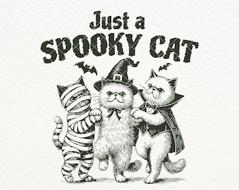Just a Spooky Cat SVG PNG, Retro Halloween Cat Sublimation Design, Vintage Funny Spooky Cat, Ghost Cats Png, Gothic Png, Cat Mama Svg, Mugs