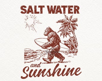 海水と太陽の光 SVG PNG、サスカッチ サマー サブリメーション、ビーチ愛好家 PNG、レトロ ビーチ PNG、トロピカル PNG、バケーション SVG、オーシャン バイブス