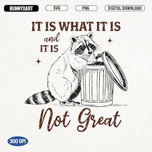 It Is What It Is And It Is Not Great SVG PNG, Funny Raccoon Shirt Design, Raccoon Lover SVG, Trendy Vintage Retro Raccoon Sublimation