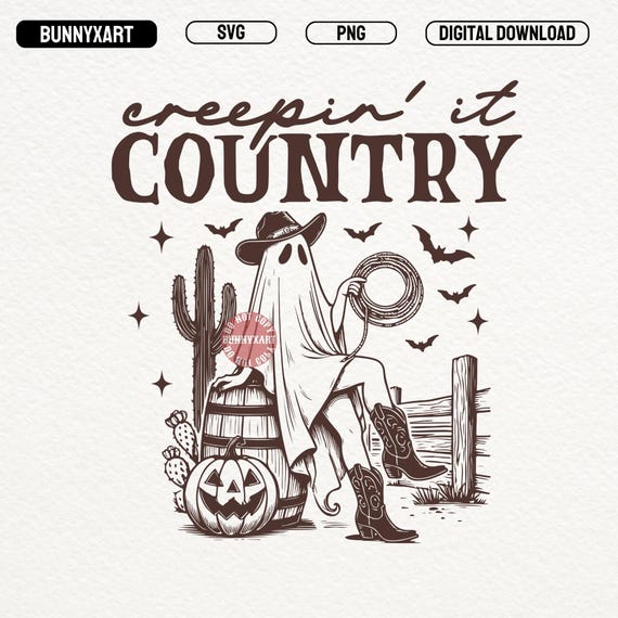 Cowgirl Halloween SVG PNG: Spooky Western Ghost Design