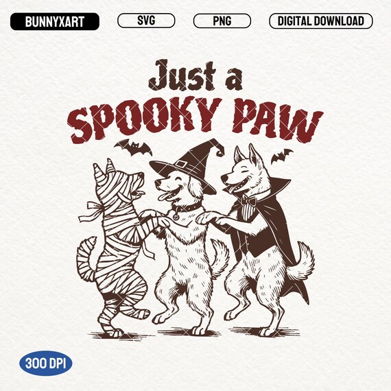 Just a Spooky Paw SVG PNG, Retro Halloween Dog Png, Funny Spooky Dog Sublimation Design, Dog Lover Png, Halloween Characters Svg, Dog Mama