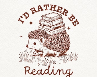 Bücherwurm Stachelschwein Shirt Design: Ich würde lieber lesen SVG PNG (digitaler Download)
