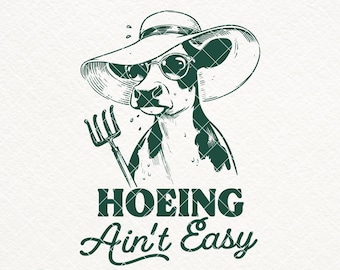 Hoeing Ain't Easy SVG PNG, Vintage Gardening Shirt Design, Farm Life PNG, Farm Cow Svg, Plant Lover, Farmer Png, Gift For Gardeners, Mugs