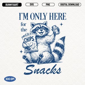 Estou aqui apenas pelos lanches, SVG PNG, Design de camisa de guaxinim engraçado, Guaxinim retrô vintage, Panda de lixo Svg, Snack Kids Png, Amante de lanches, Canecas