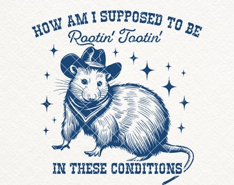 Funny Cowboy Opossum SVG, Wild West Shirt Design Digital Download