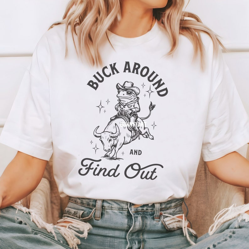 Western Cowboy Frog SVG, Buck Around Bull Design Digital Download image 3