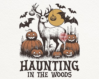 Vintage Halloween Deer SVG: Spooky Forest Buck Design (PNG, SVG Files)