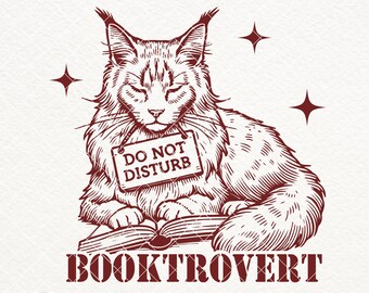 Buchtrovert Katze SVG, lustiges Buch-Liebhaber-Shirt-Design (digitaler Download)