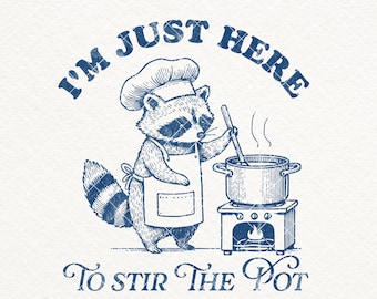 Funny Raccoon Stirring Pot Meme, SVG PNG Files (Digital Download)
