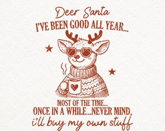 Funny Reindeer Christmas, SVG PNG, Funny Deer Santa Shirt Design, Trendy Vintage Retro Reindeer Png, Christmas Season, Merry Christmas SVG