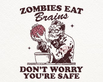 Rolig zombiehjärnor Halloween-design: Sarkastisk SVG PNG (digital nedladdning)