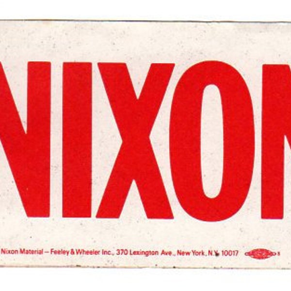 Original Nixon Agnew for President & Vice President Vintage Bumper Sticker