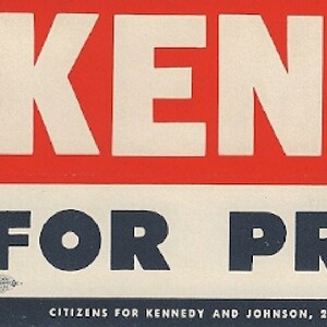 1960 John F. Kennedy For President Original Bumper Sticker