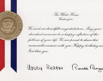 Original Ronald & Nancy Reagan Birthday Card