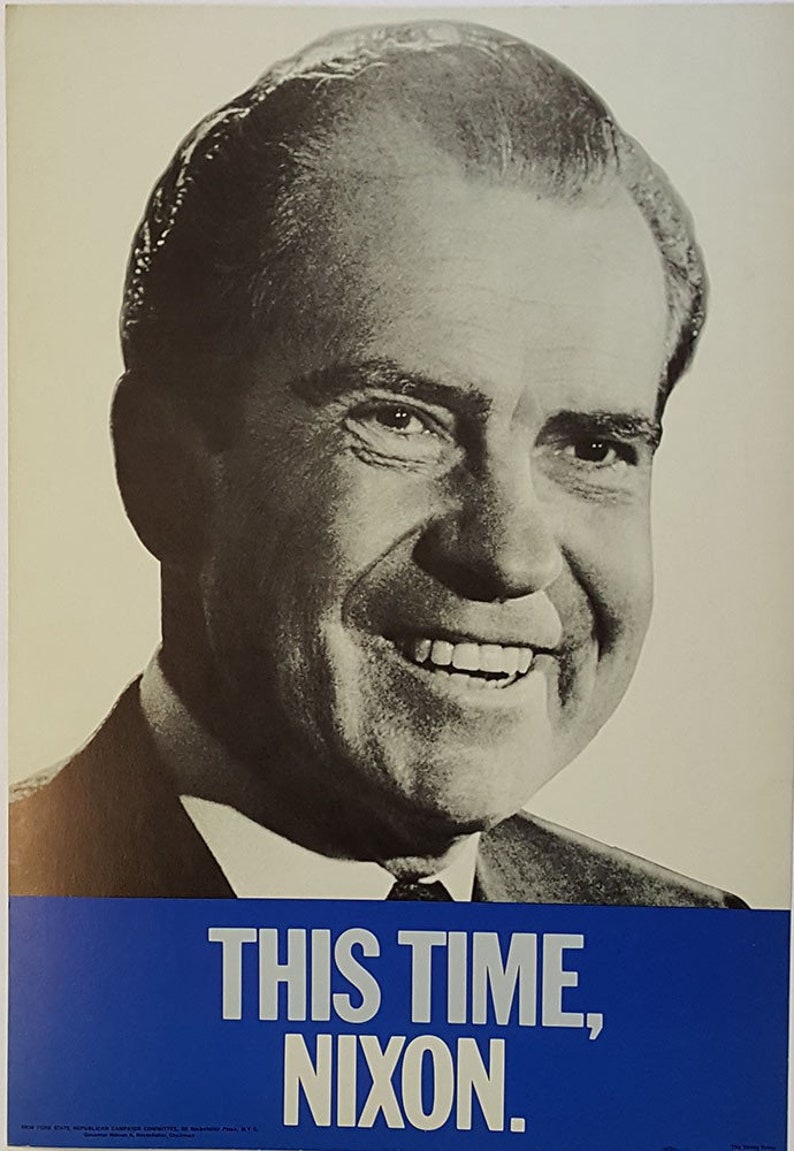 Original 1968 Richard Nixon for President Campaign Poster Etsy