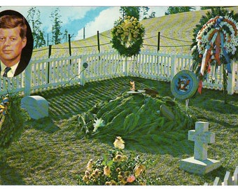 1960s John F Kennedy Giant Vintage Memorial Postcard Arlington National Cemetery
