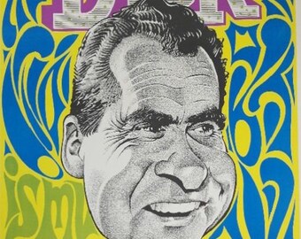 Richard Nixon Original "Dick in 68" Jim Trelease Caricature Campaign Poster