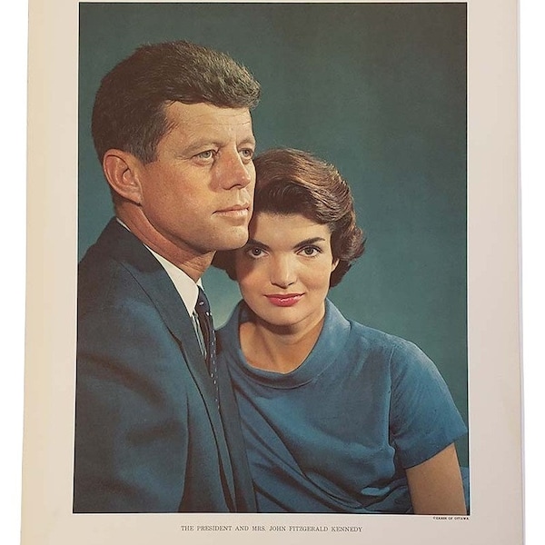 1960s President John F Kennedy and First Lady Jacqueline Kennedy Classic Portrait Print