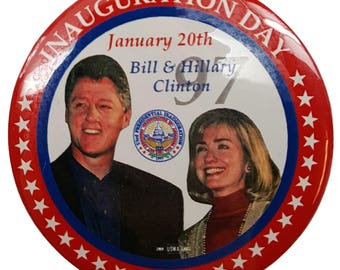 1997 Bill Clinton & Hillary Clinton Original Inauguration Day Button