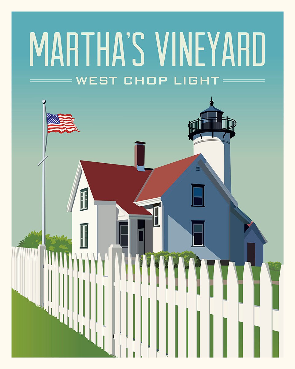Martha's Vineyard Vintage Style Travel Giclée Poster Art Print / West ...