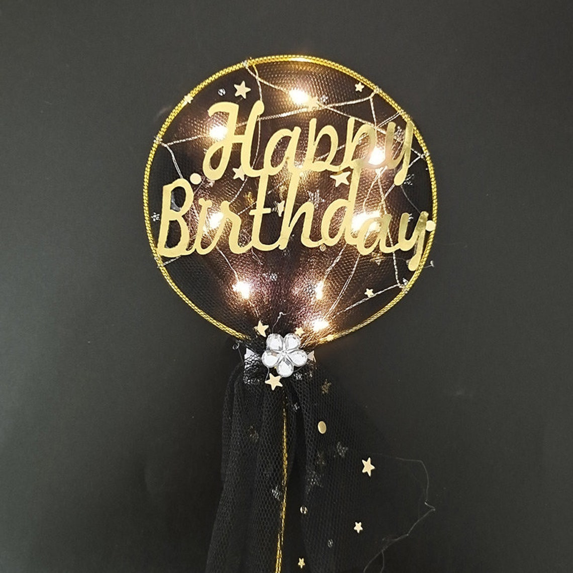 Happy Birthday Light Up Cake Topper Decoration with LED Lights Etsy