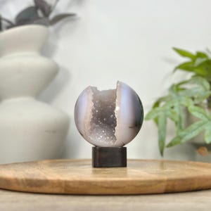Banded Agate & Druzy Quartz Sphere Geode -  SPH0206