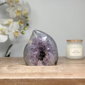 Amethyst & Quartz Flame Caving Geode | FST0149