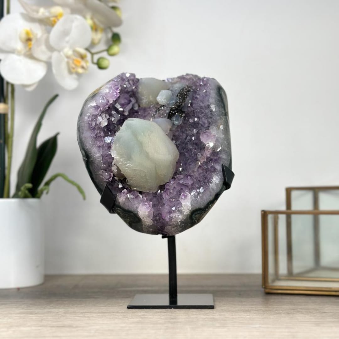 天然アメジストジオードと大きな方解石標本 - MWS2348 - Etsy 日本