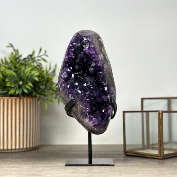 天然アメジストクリスタルジオード、メタリックスタンド付属