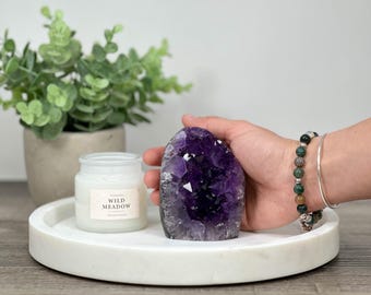 Amethyst Crystal Cathedral Geode - Natural Healing Stone, Perfect Holiday Gift, Elegant Rigid Box Included!