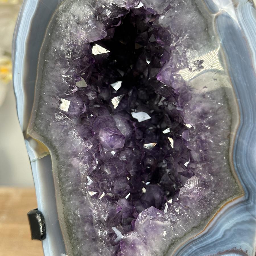 ブルーアゲートジオード 素晴らしい天然ブルーアゲート＆アメジストジオード - MWS1385 - Etsy 日本