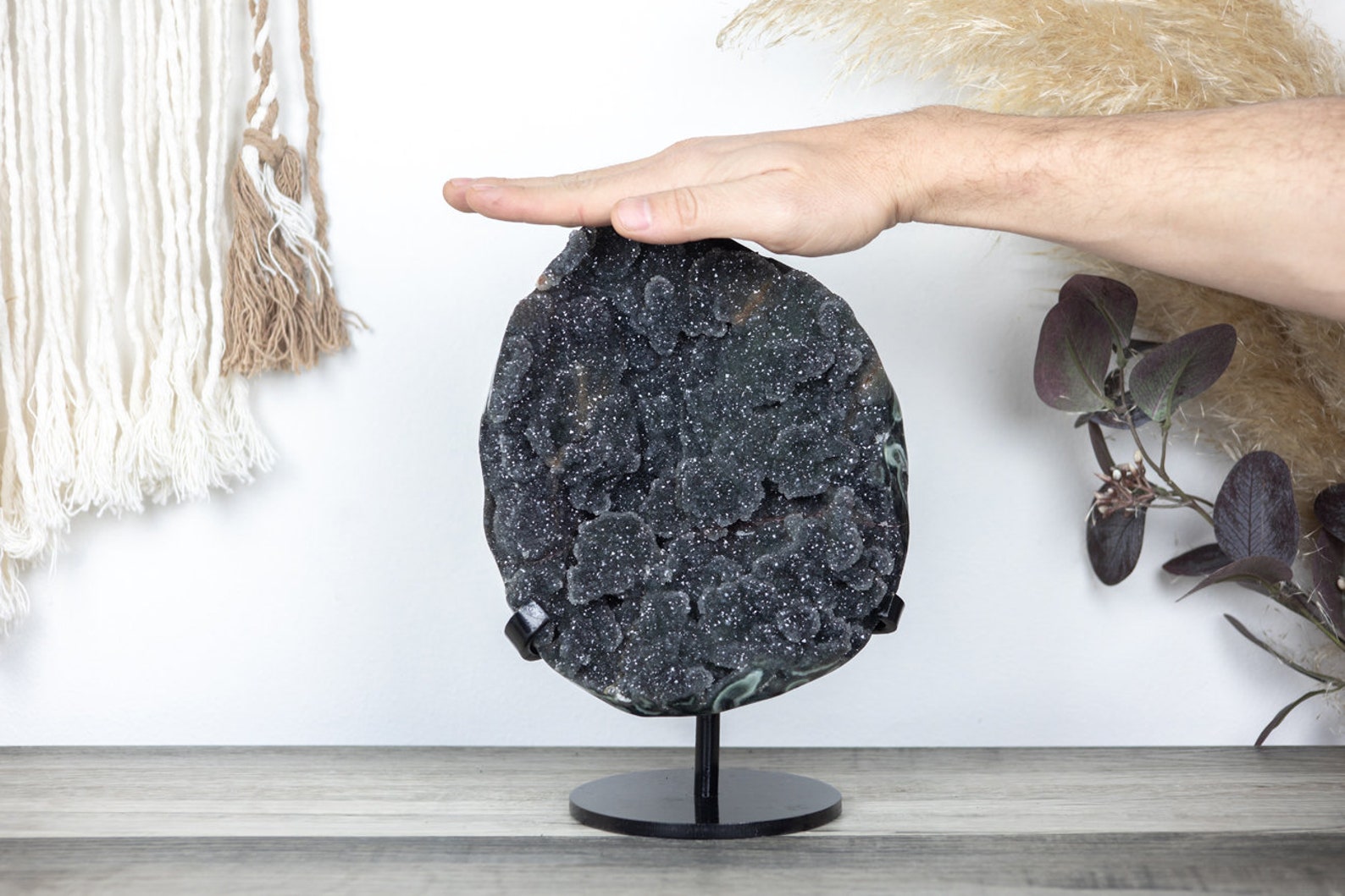 Premium Black Druzy Crystal Fromation Black Amethyst Etsy