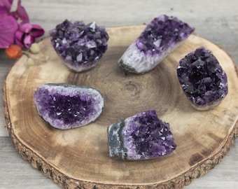 SET of 5 Amethyst Cluster , Amethyst Druzy, Uruguayan Amethyst, Amethyst Crystal, APC0005