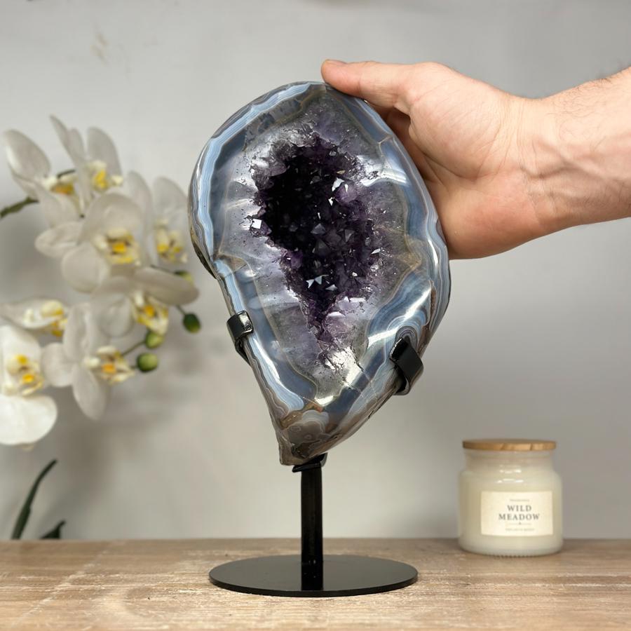 素晴らしい天然ブルーアゲート＆アメジストジオード - MWS1385 - Etsy 日本