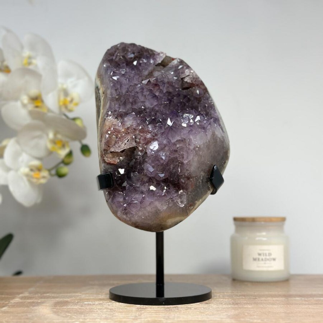 方解石を含む天然アメジストクラスター - MWS1424 - Etsy 日本