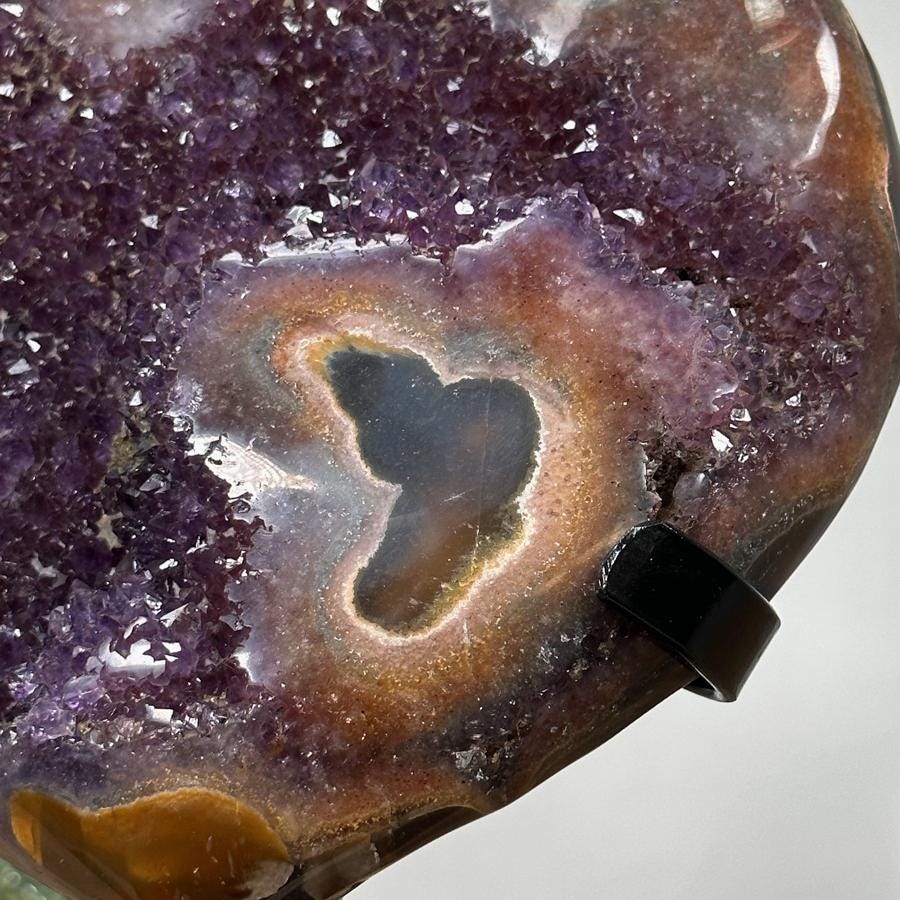 素晴らしい天然アメジスト石のハート彫刻、大きなクリスタルハート彫刻