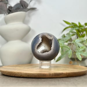 Banded Agate & Quartz Druzy Sphere Geode -  SPH0154