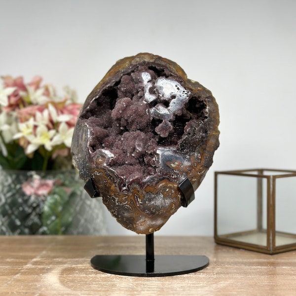 Outstanding Wine Tone Shinny Rainbow Druzy Geode -  MWS0811