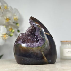 Amethyst & Agate Stone Flame Carving | FST0133
