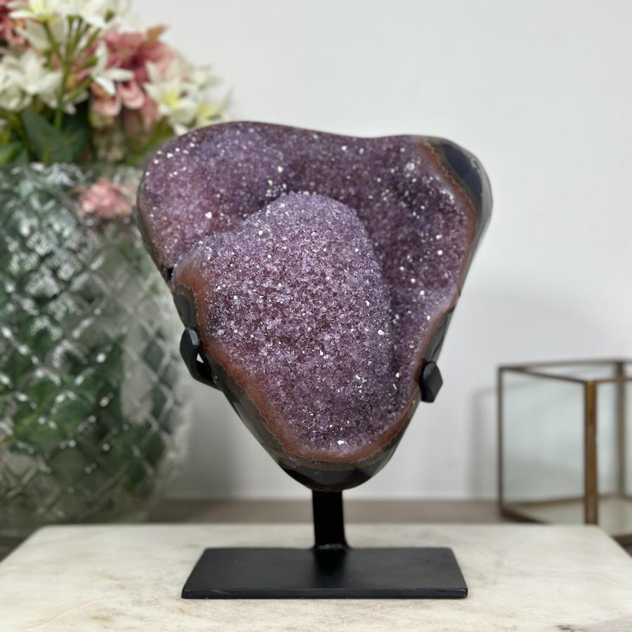 Stuning Natural Amethyst Cluster with Agate Shell -  AWS1353