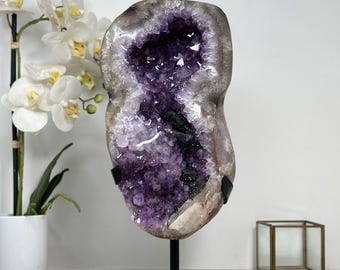 Huge Uruguayan Amethyst Geode, Metallic Stand Included -  MWS0449