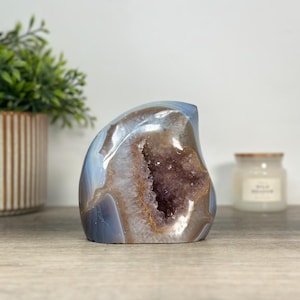 Blue Agate, Amethyst & Quartz Flame Carving | FST0152